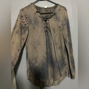 Distressed Bleach Wash Boutique Top